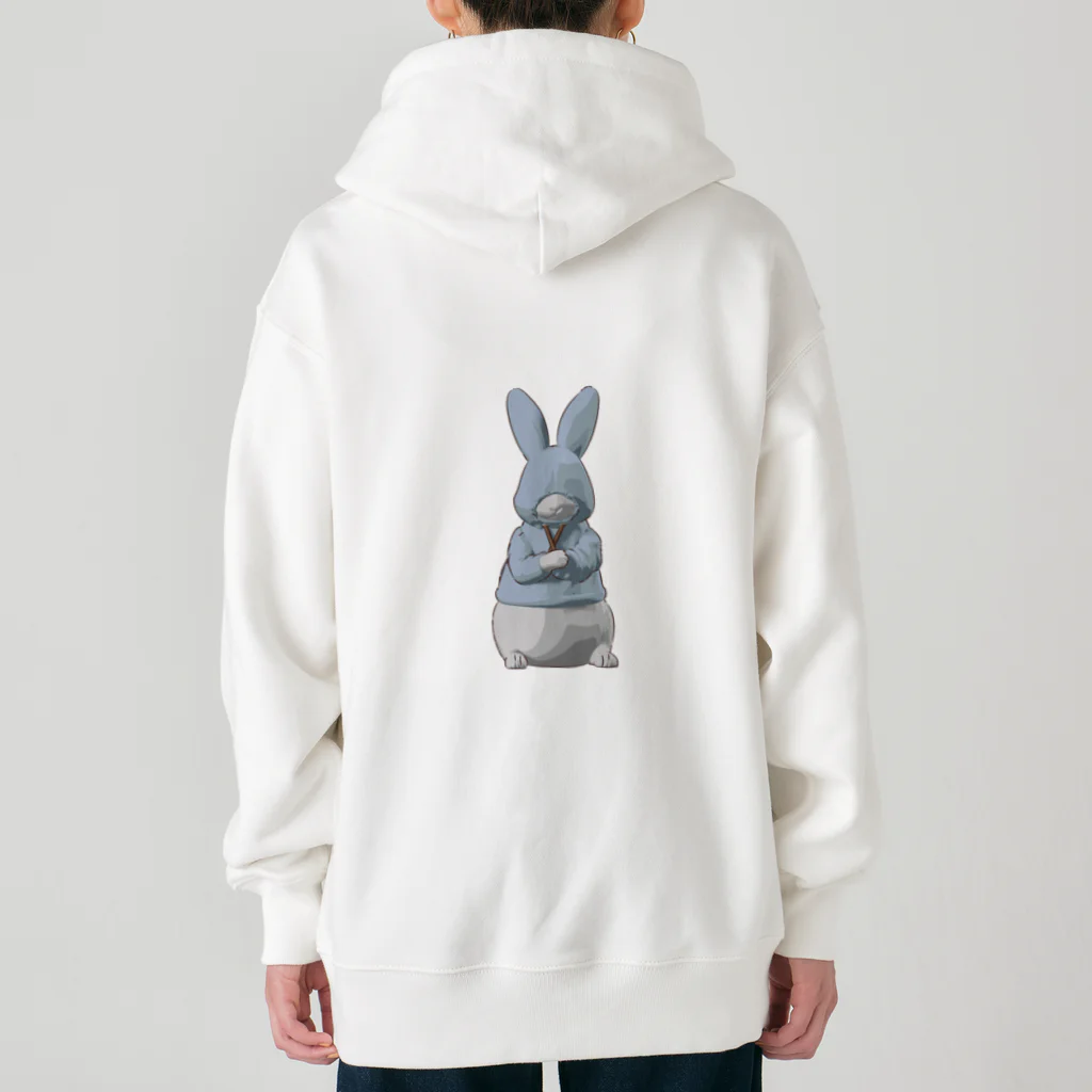 鬼鞍 ONIKURAのパーカーぎゅう～うさぎ ブルー Heavyweight Zip Hoodie