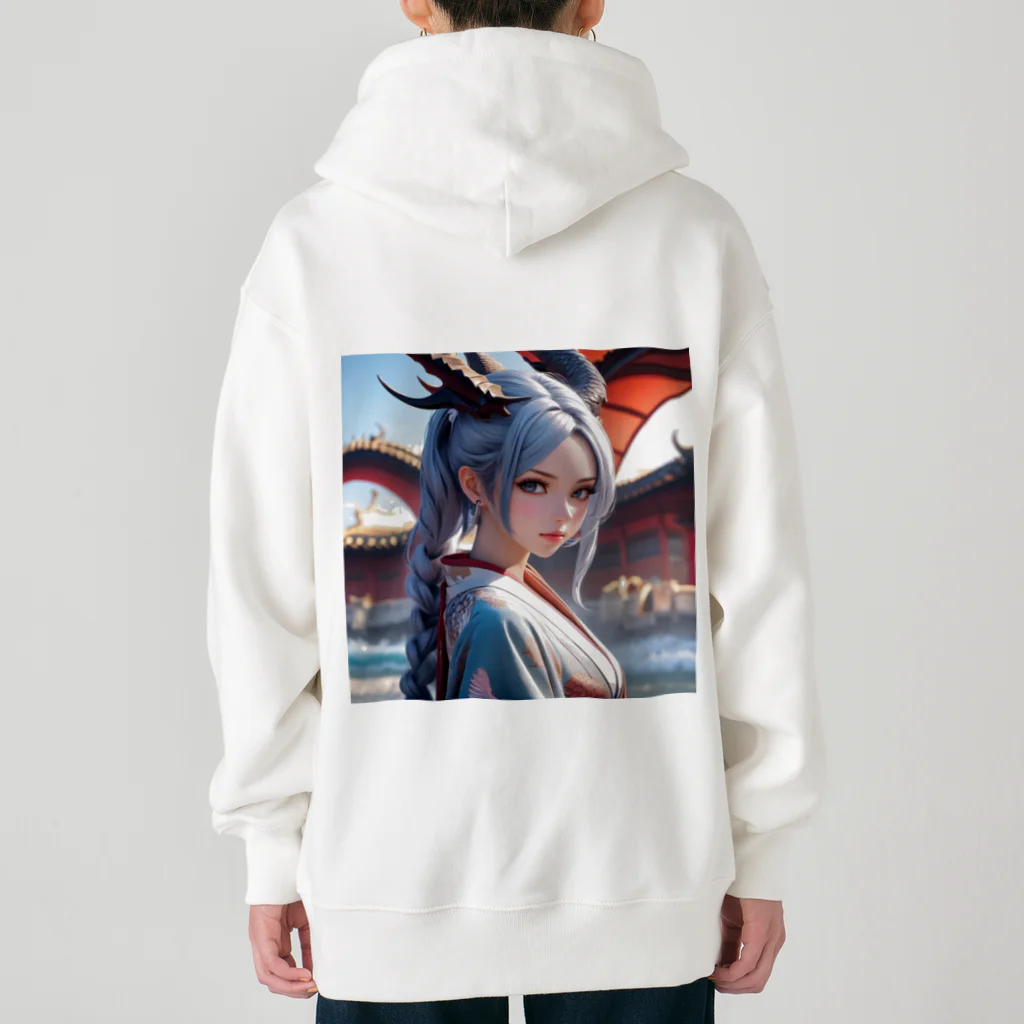 スカ次郎ショップのドラゴン娘 白髪和服美女シリーズ 0001 Heavyweight Zip Hoodie