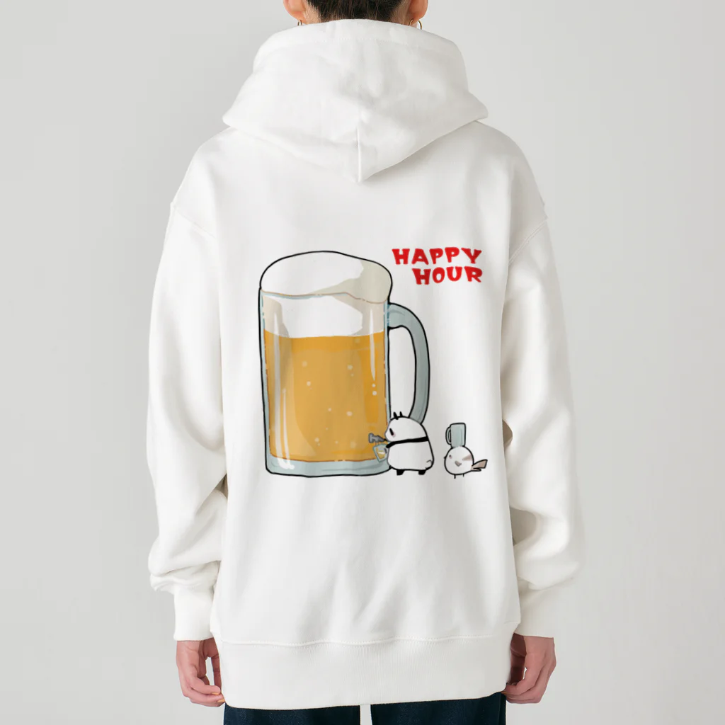 うさやのハッピーアワーでビール祭りを開催するパンダとシマエナガ Heavyweight Zip Hoodie