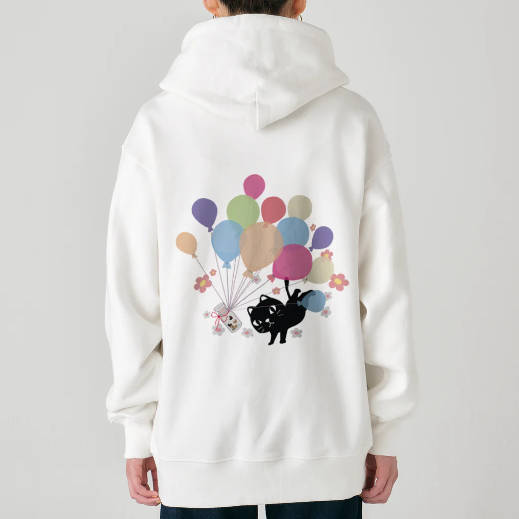 イラスト MONYAAT のくろねこの風船の種*A Heavyweight Zip Hoodie