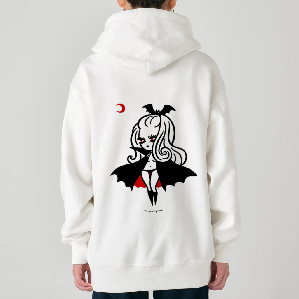 Mizna Wadaの月夜のヴァンパイアガール - ライトカラー向け Heavyweight Zip Hoodie