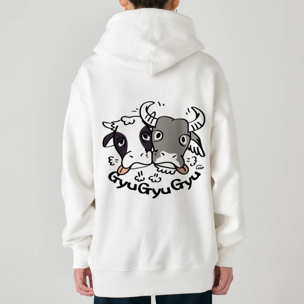 イラスト MONYAAT の牛のギュウギュウB Heavyweight Zip Hoodie