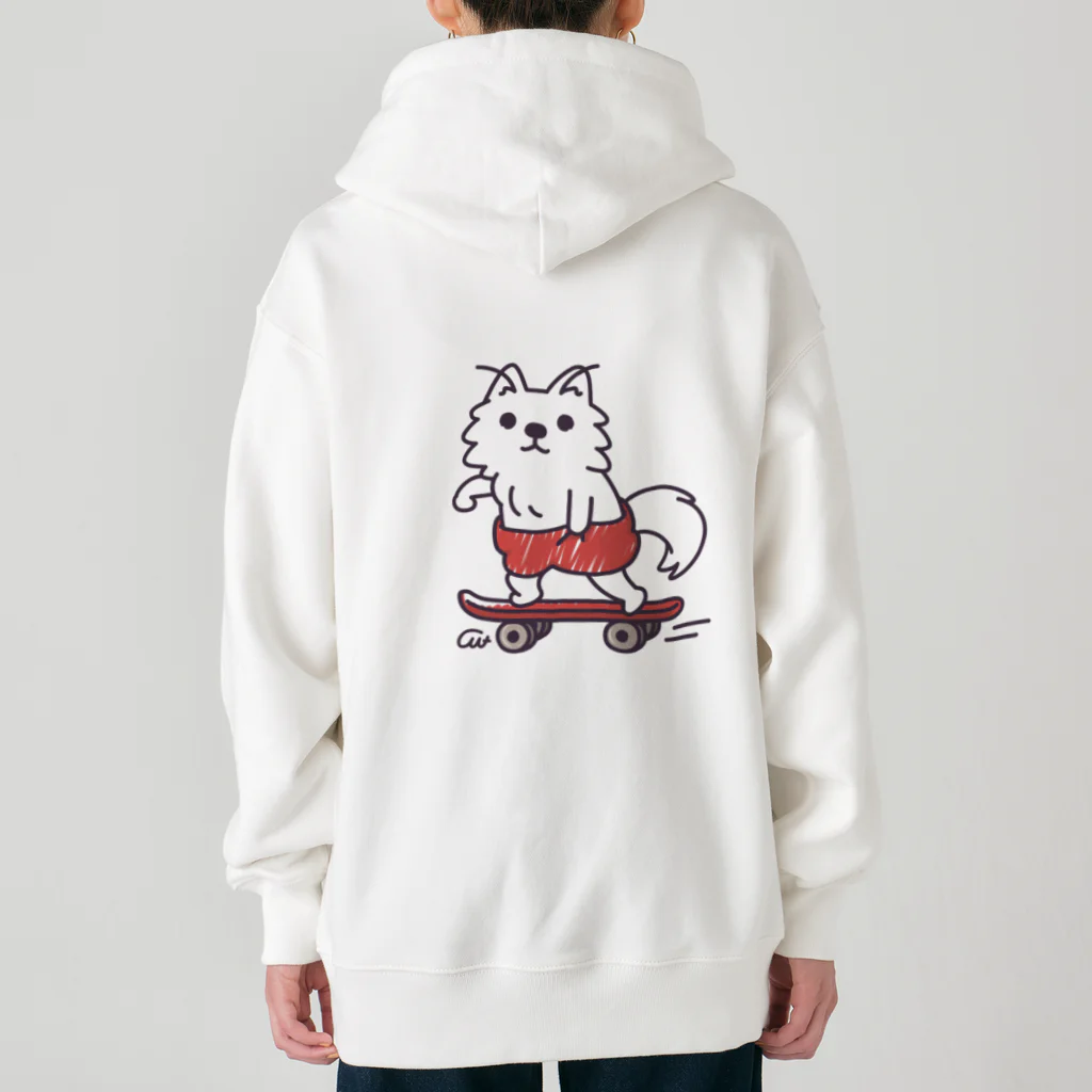 イラスト MONYAAT の赤ぱんポメラのスケボー Heavyweight Zip Hoodie