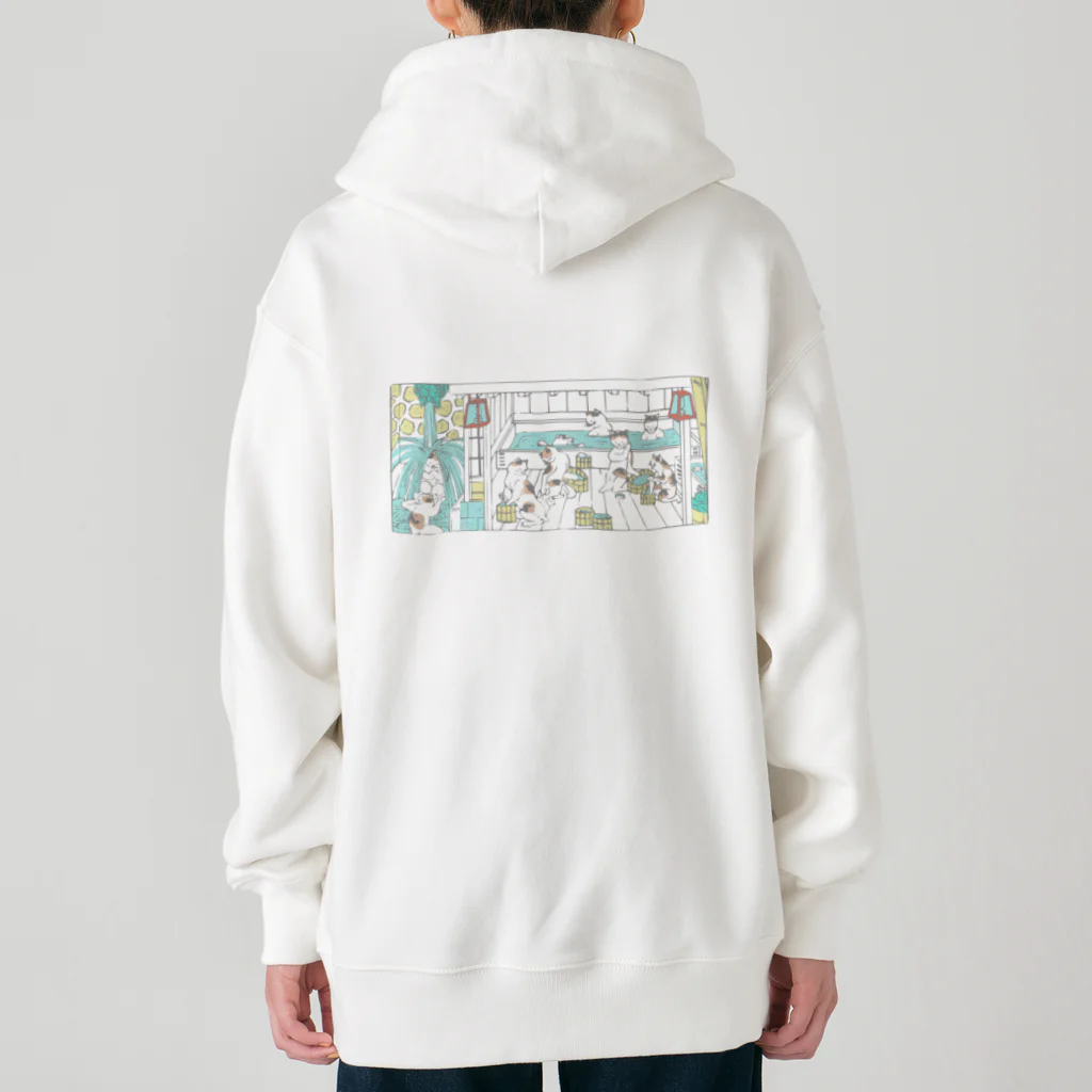 温泉グッズ@ブーさんとキリンの生活の猫の温泉（カラー） Heavyweight Zip Hoodie