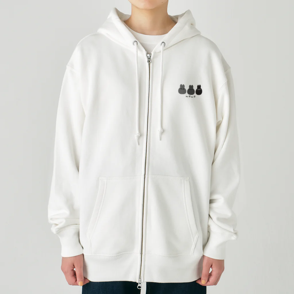 nagiのmeme3匹（モノトーン） Heavyweight Zip Hoodie