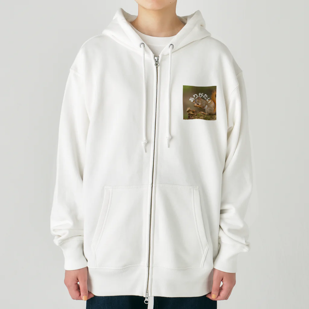 ミラくまのありがたい-りす-正方形 Heavyweight Zip Hoodie