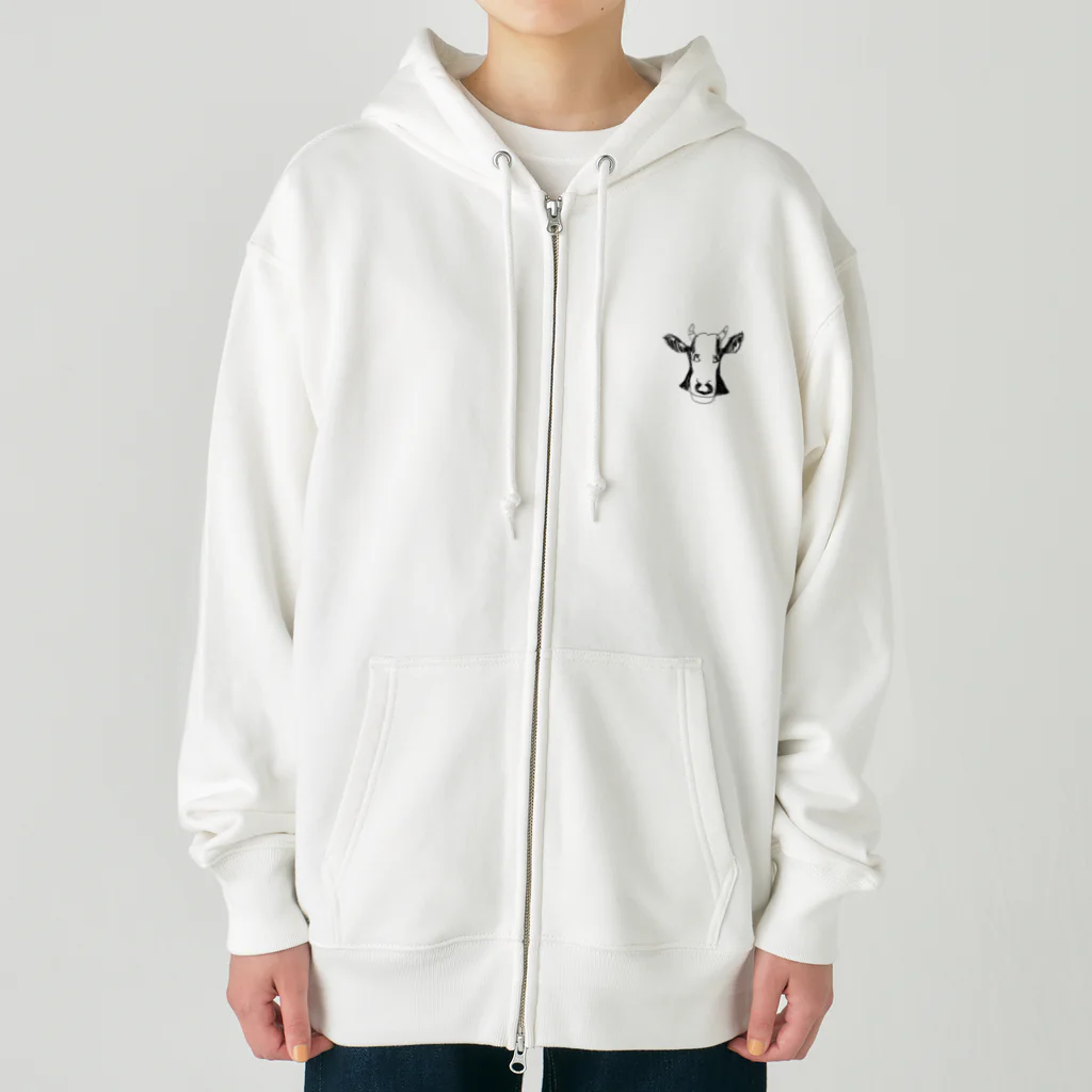 お母さんの気まぐれの面長の牛 Heavyweight Zip Hoodie