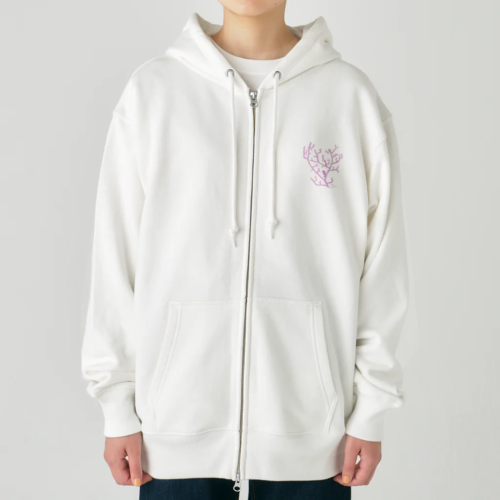 栗坊屋のピンクのピグミーシーホース Heavyweight Zip Hoodie