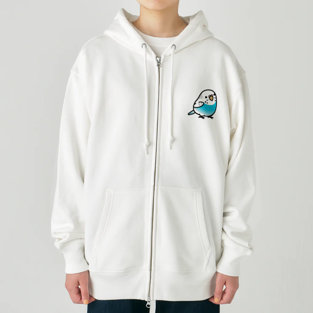 Cody the Lovebirdの両面 Chubby Bird セキセイインコ（表面）鳥さん大集合　背面） Heavyweight Zip Hoodie