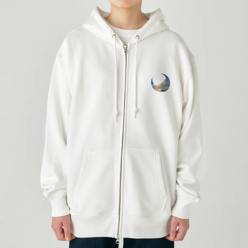 ちょこのウサギのぬいぐるみと眠る女の子 Heavyweight Zip Hoodie