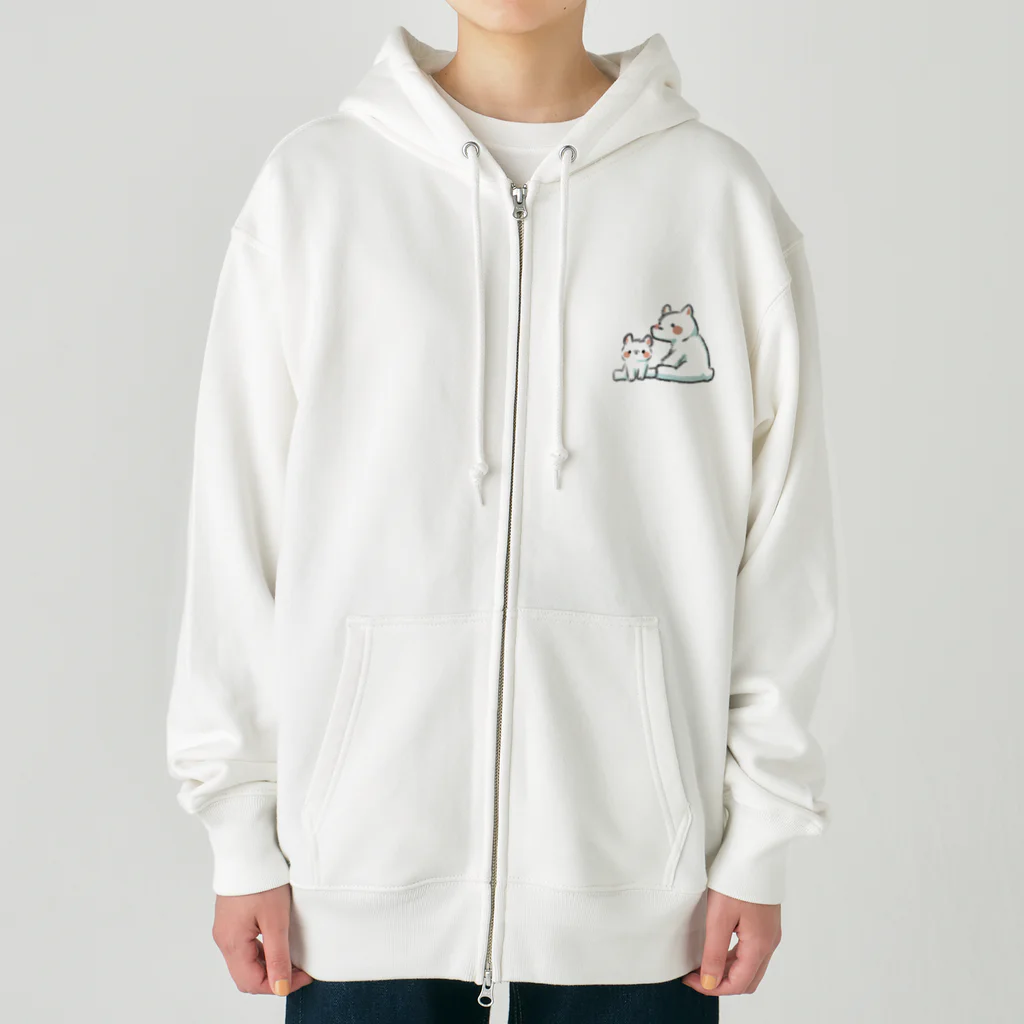 ふわきゅっとのふわふわシロクマ親子 Heavyweight Zip Hoodie