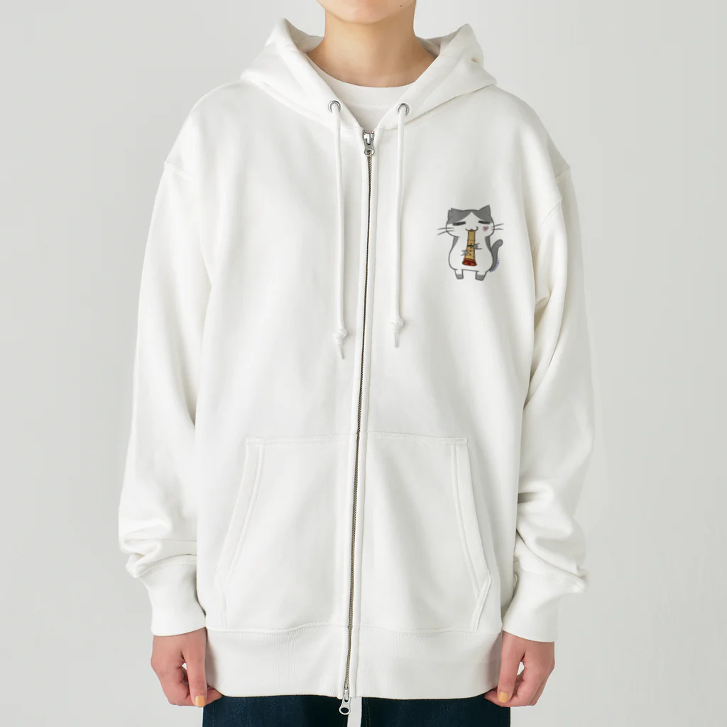 絵娯クリエイトのひのもとにゃんこ®️ 尺八 / 雷蔵 Heavyweight Zip Hoodie