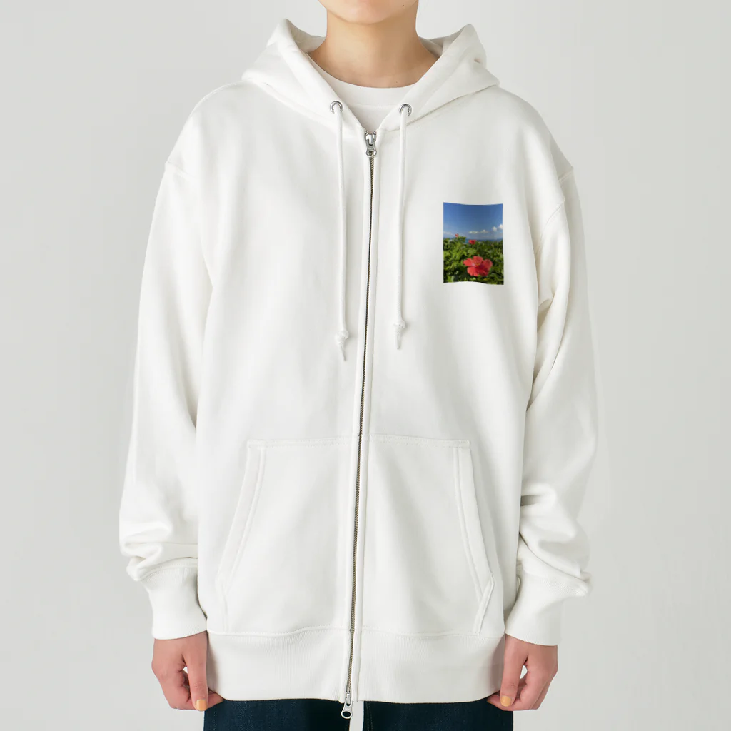 Ripples沖縄レジンアートの沖縄の海とハイビスカス Heavyweight Zip Hoodie