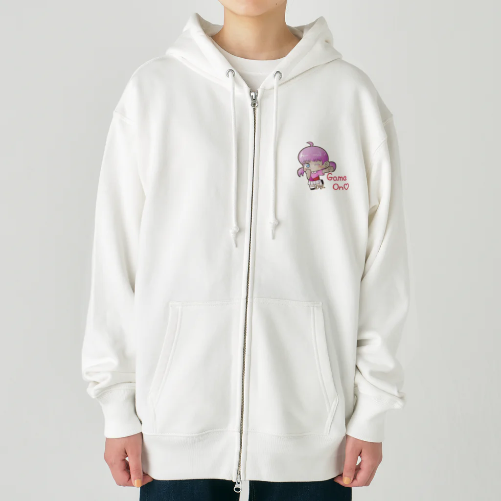 はりねずこのイラストのゲームオン！モモちゃん Heavyweight Zip Hoodie