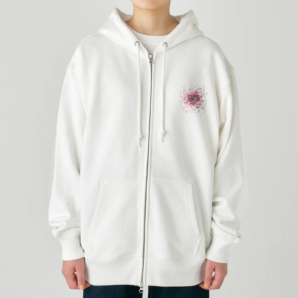 キャラメル色のメルちゃんのハートラメ猫ちゃん1 Heavyweight Zip Hoodie