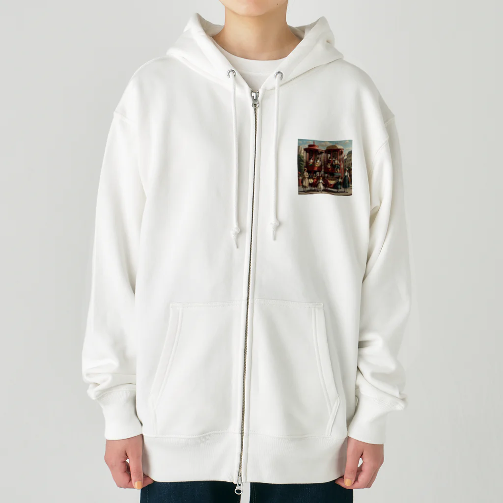 kyo-shopの猫と2階建てレトロカー Heavyweight Zip Hoodie