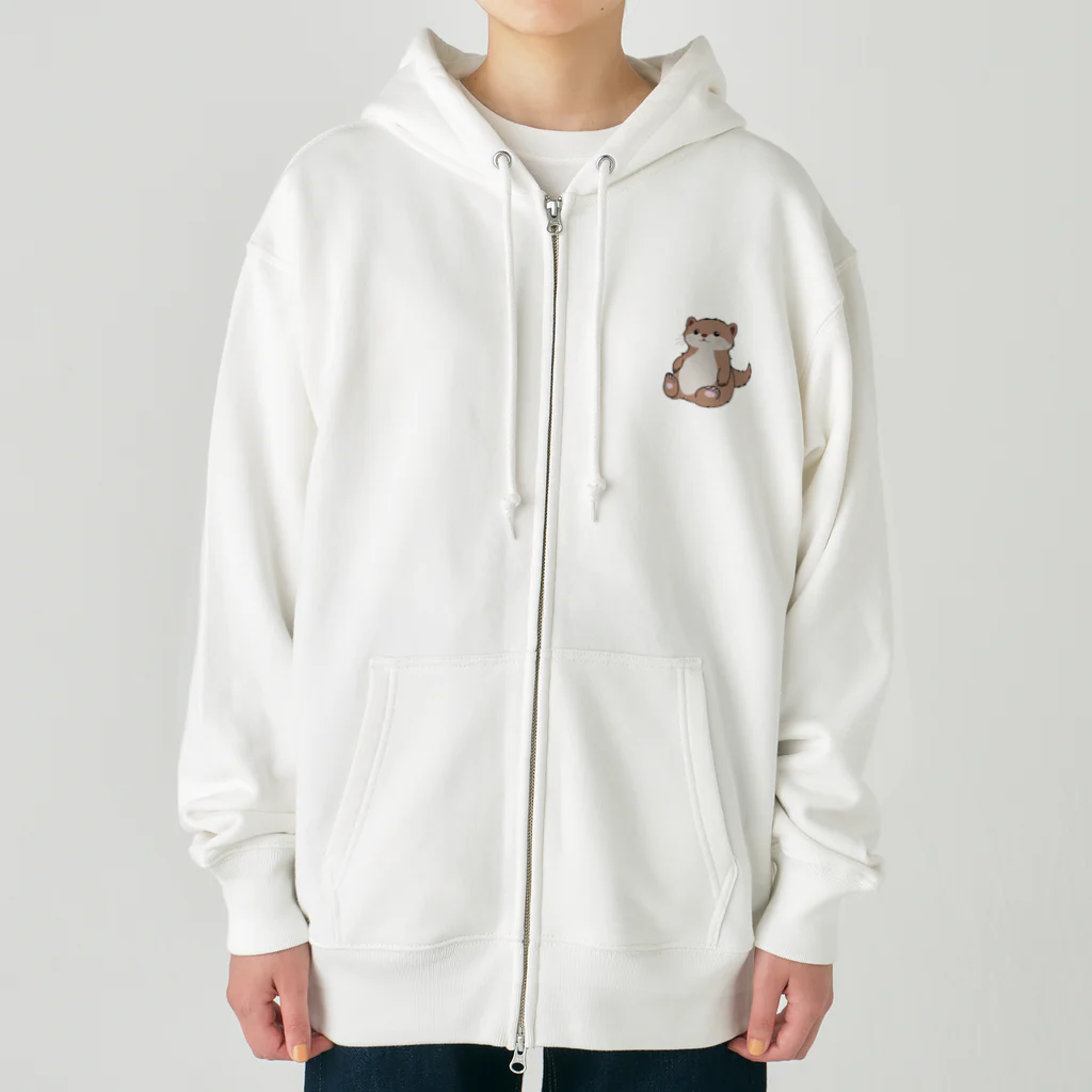 Ponjuのキュートなカワウソ Heavyweight Zip Hoodie