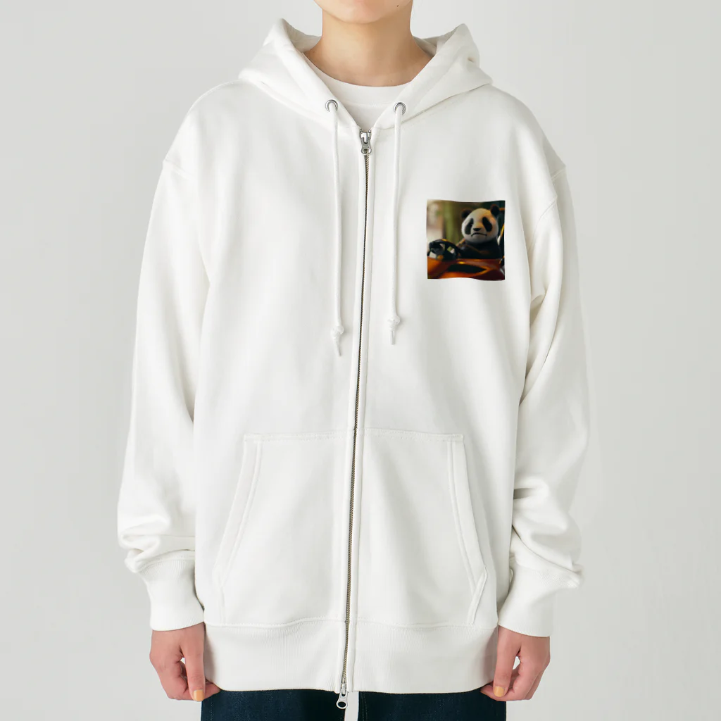 Shiba_IncのPanda driving a car（車を運転するパンダ） Heavyweight Zip Hoodie