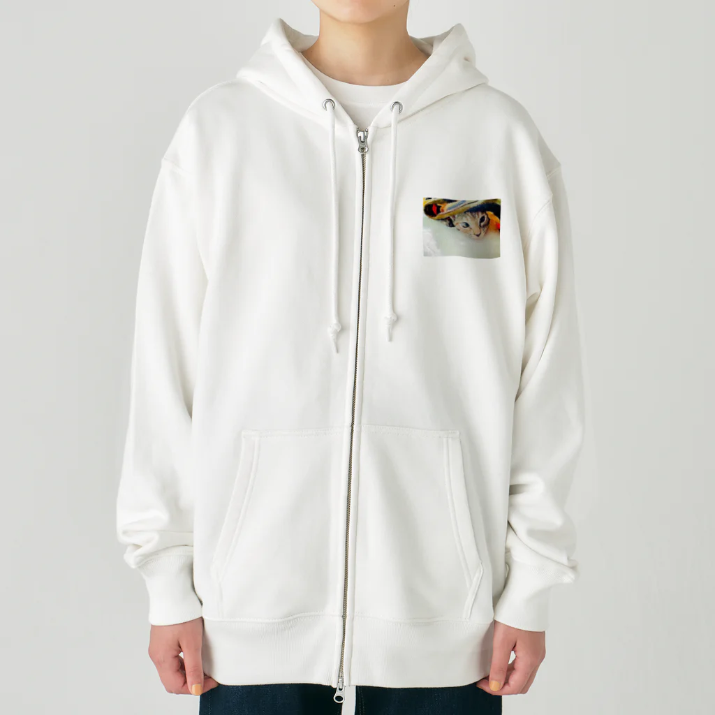 コハクのブランケットからひょっこりニャンコ🐱 Heavyweight Zip Hoodie