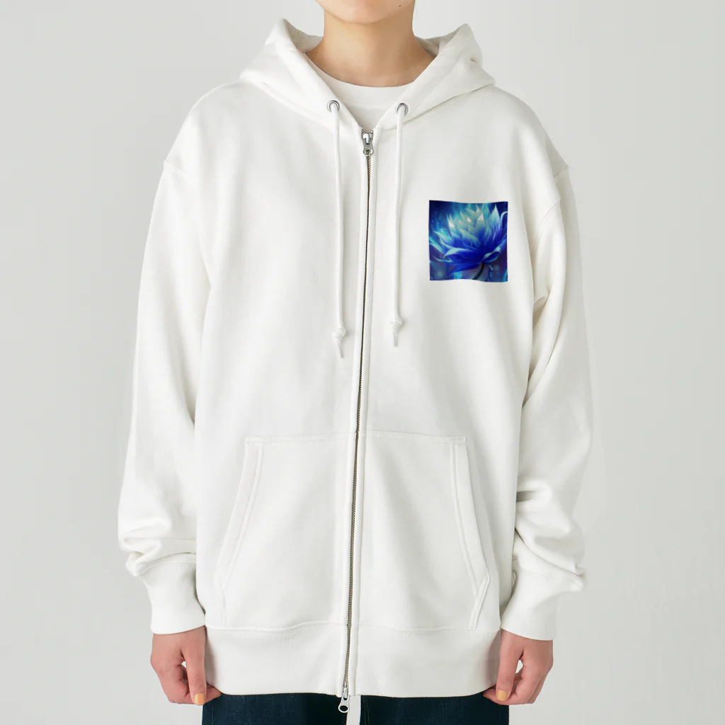 まよの幻想的なブルーフラワー Heavyweight Zip Hoodie