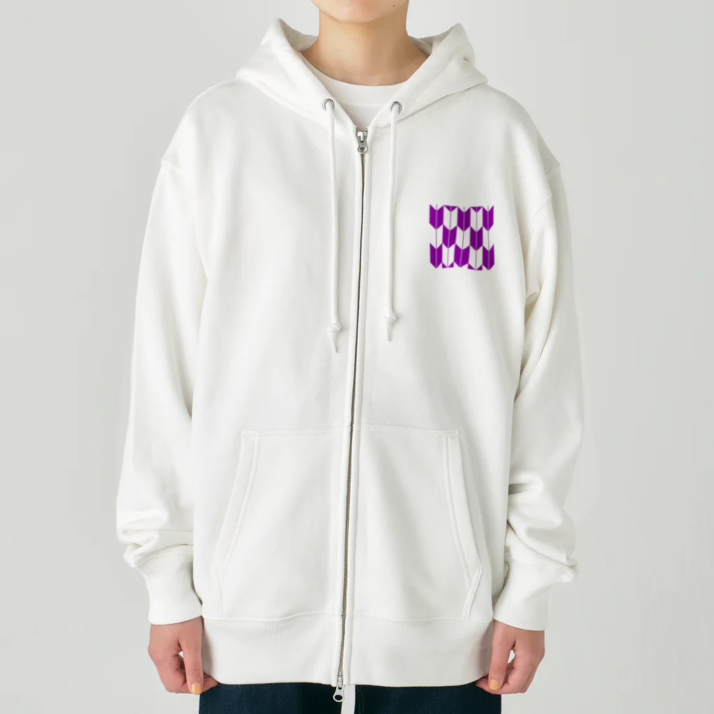 あかずきん工房の矢絣　四角　和柄 Heavyweight Zip Hoodie