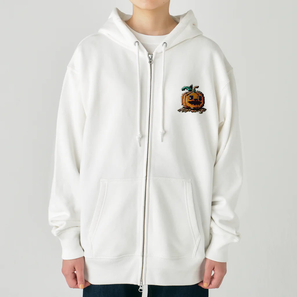 朱音琴音のドット絵のハロウィンかぼちゃのおばけ Heavyweight Zip Hoodie