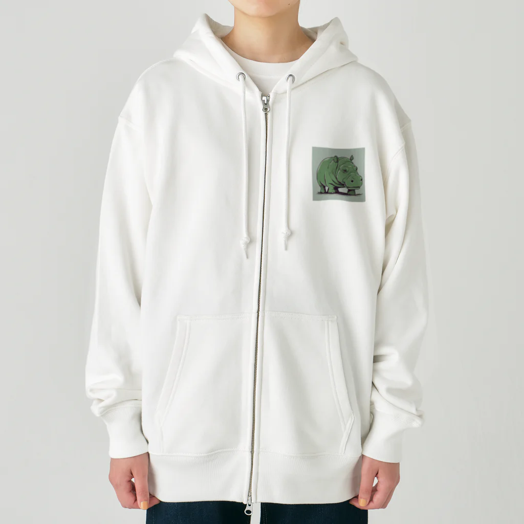 ポケロミのグリーンヒポ Heavyweight Zip Hoodie