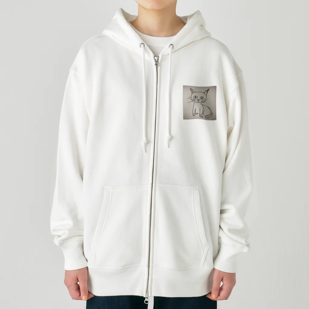 Kemasatariの猫の絵 Heavyweight Zip Hoodie