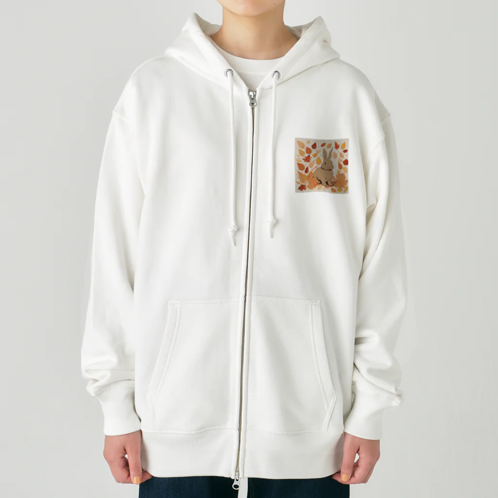 mojaの紅葉とうさぎ🐰 Heavyweight Zip Hoodie