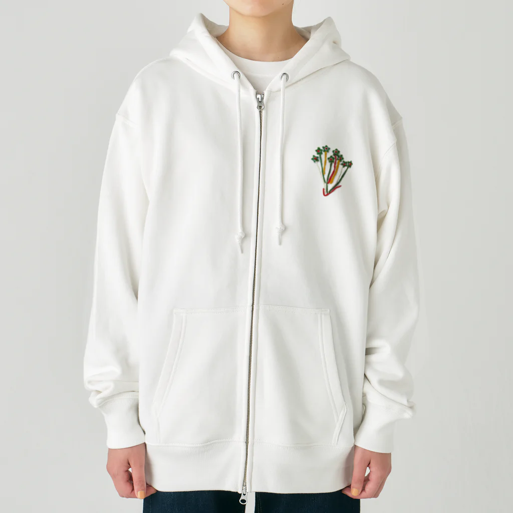 こどもと私の絵や粘土の花瓶に入った星の花 Heavyweight Zip Hoodie