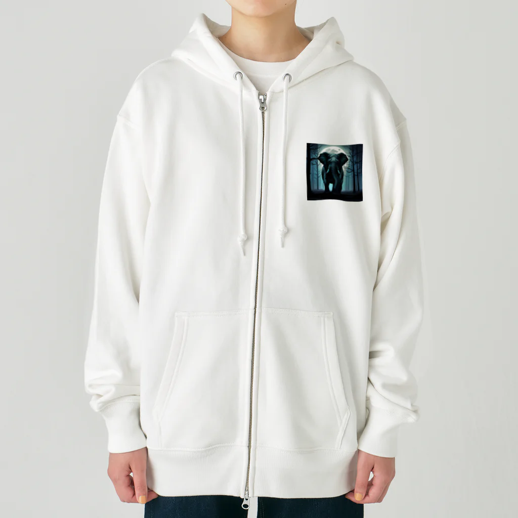 yuuchan22のホラー風ゾウ Heavyweight Zip Hoodie