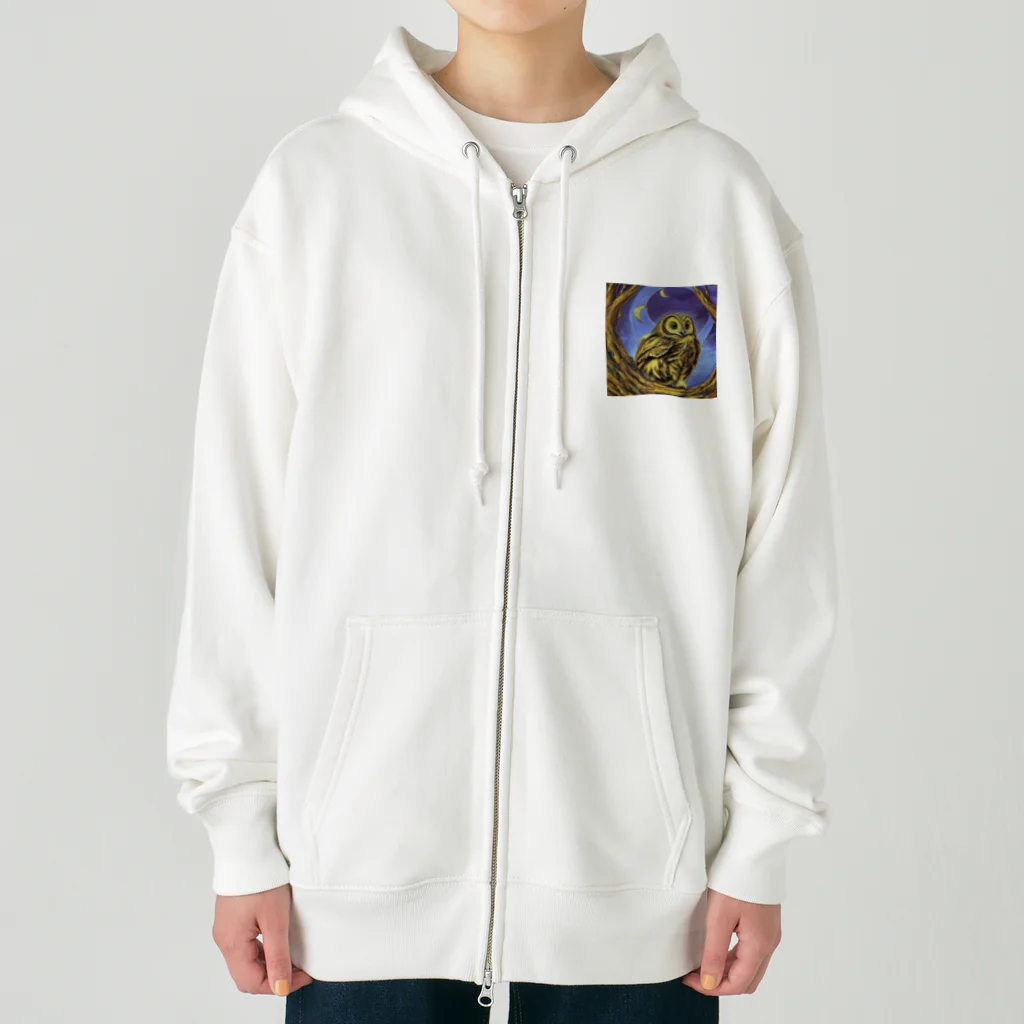 ５６アイテムズの福を運ぶ金のフクロウ Heavyweight Zip Hoodie