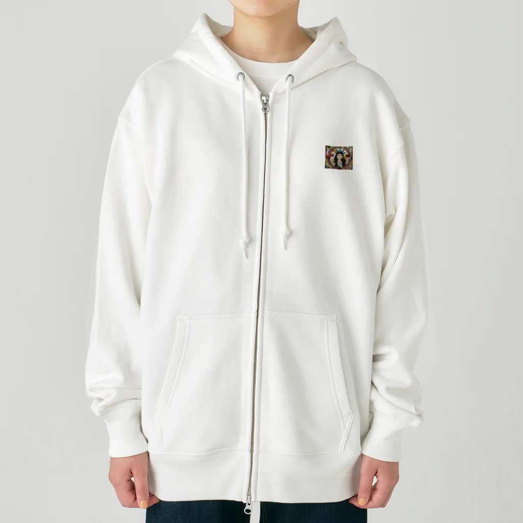 coron72のステンドグラス【黒髪女子】 Heavyweight Zip Hoodie