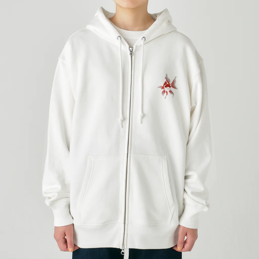 まみおデザインの金魚（ゆるモア水墨画風） Heavyweight Zip Hoodie