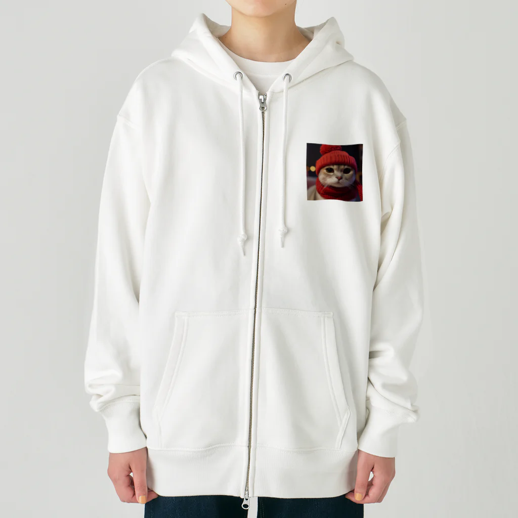 にゃんたみやの雪の日の猫 Heavyweight Zip Hoodie