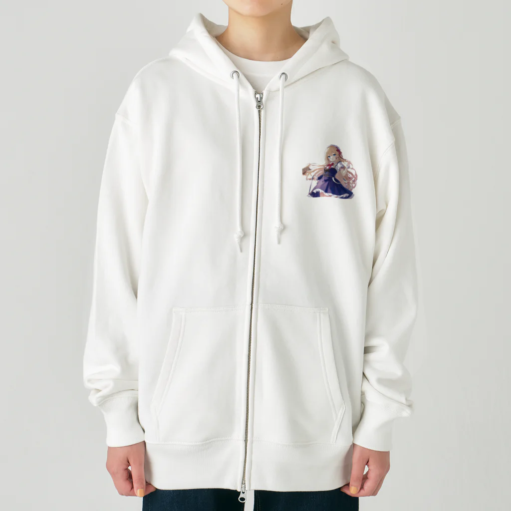 かわいい女の子とシュールな絵のアリスマーガレットちゃん Heavyweight Zip Hoodie