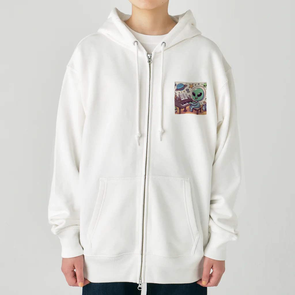 おふざけのピアノ弾く宇宙人 Heavyweight Zip Hoodie