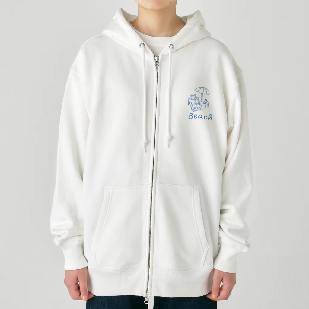 Piroshiki9のビーチで休むクマ Heavyweight Zip Hoodie