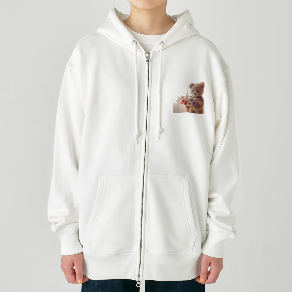 星パンダショップのはなとくま　～flower and bear～ Heavyweight Zip Hoodie