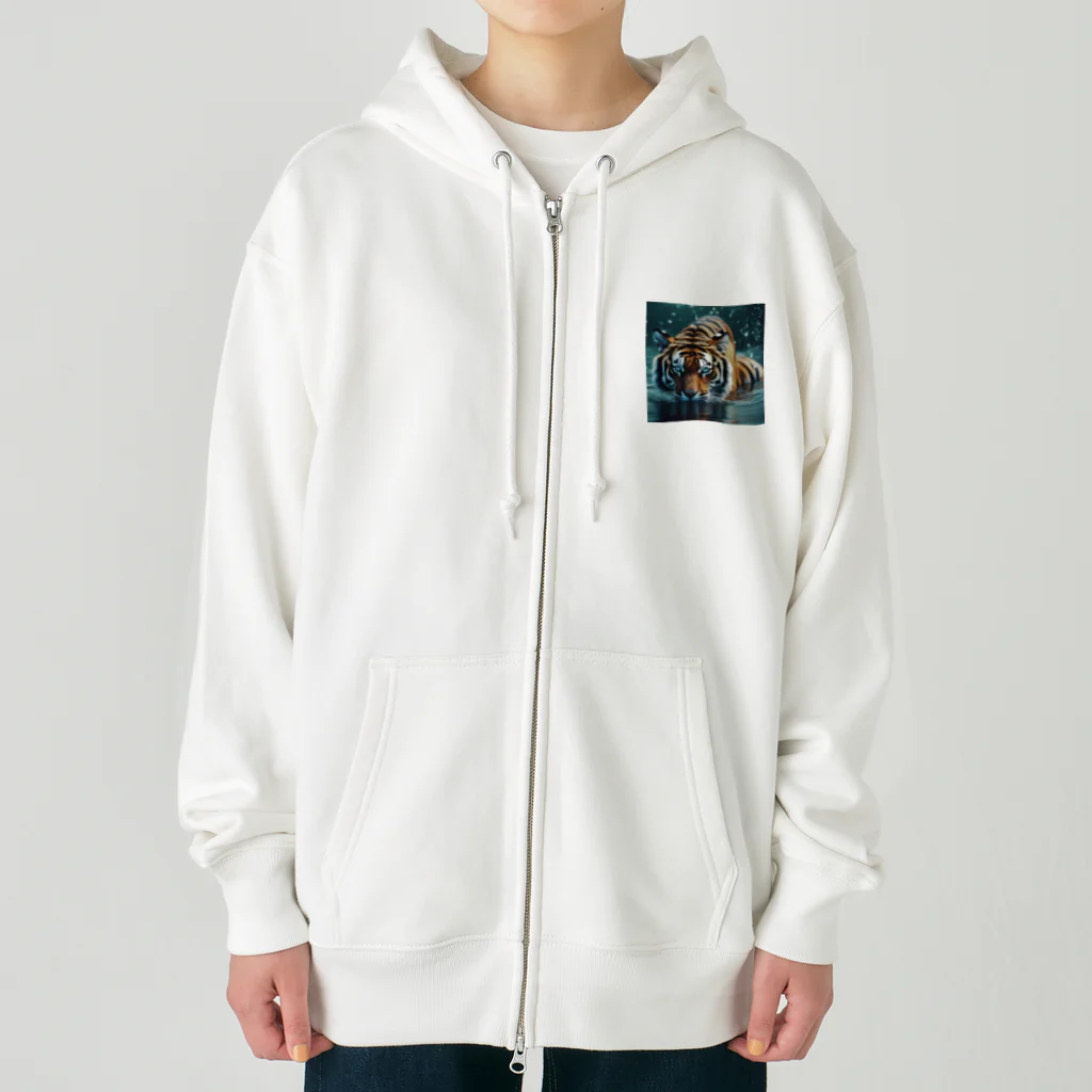 クロスクリエイティブの泳いでいるトラ Heavyweight Zip Hoodie