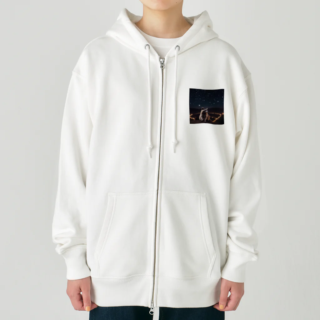 araiguma_shopの星を眺めているアライグマ Heavyweight Zip Hoodie