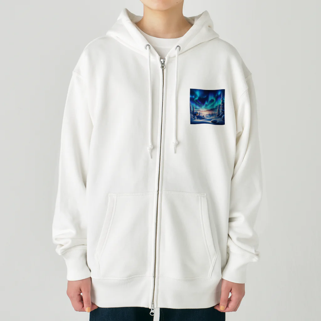 すずらん24のオーロラのある風景 Heavyweight Zip Hoodie