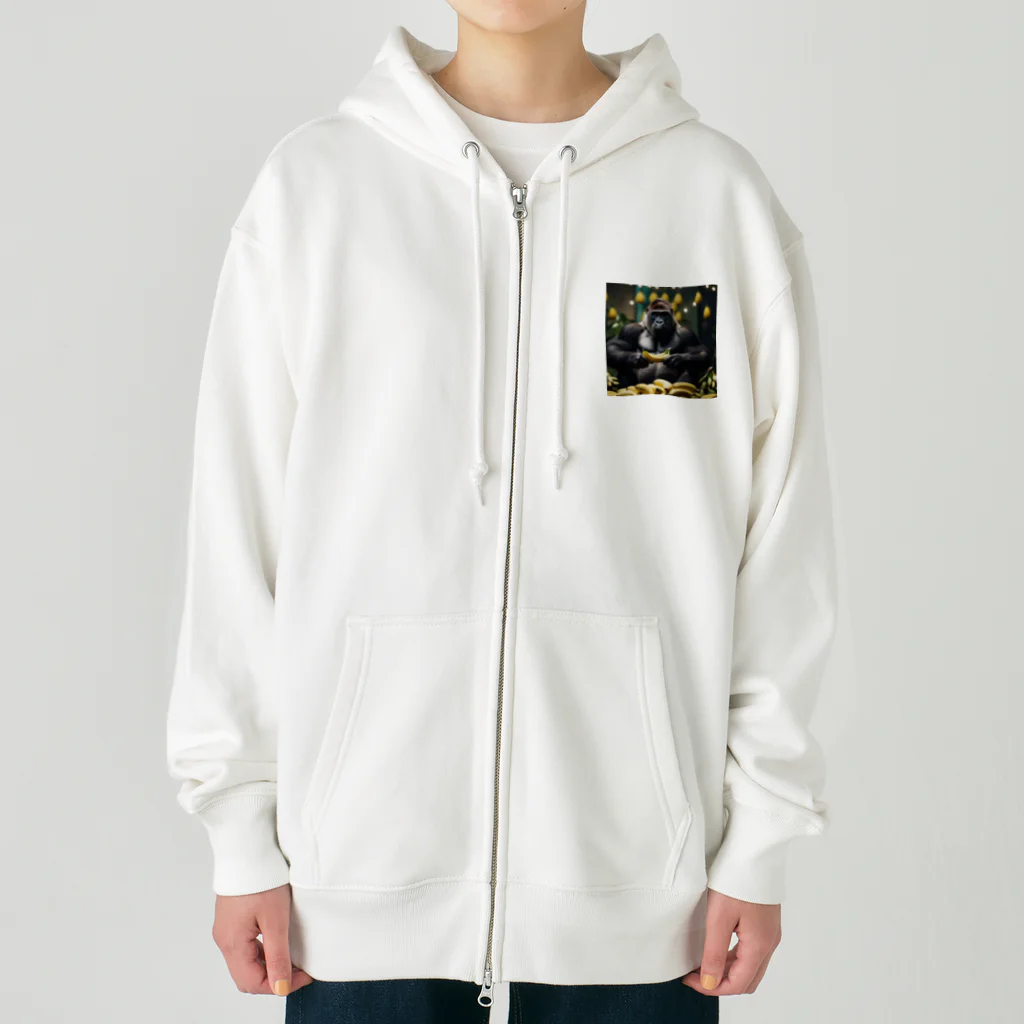 sei-goのバナナの芸術的な盛り付けをするゴリラ Heavyweight Zip Hoodie