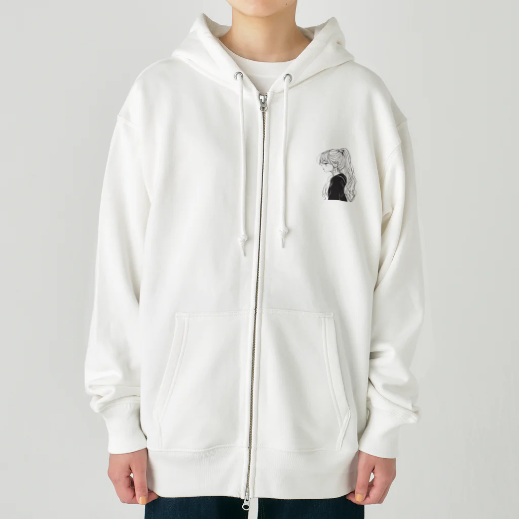 ニャン丸の横顔のときめき Heavyweight Zip Hoodie