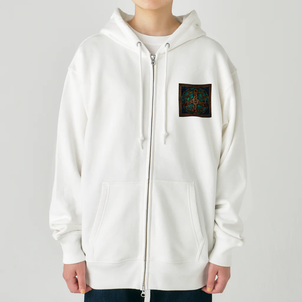 ganeshaのケルトの結び目工芸ステンドグラス Heavyweight Zip Hoodie