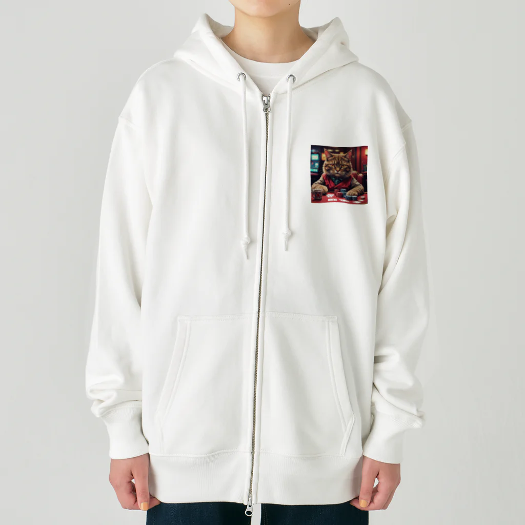 ayame_0923のポーカーをする猫は、いつも冷静な表情を崩さない。 Heavyweight Zip Hoodie