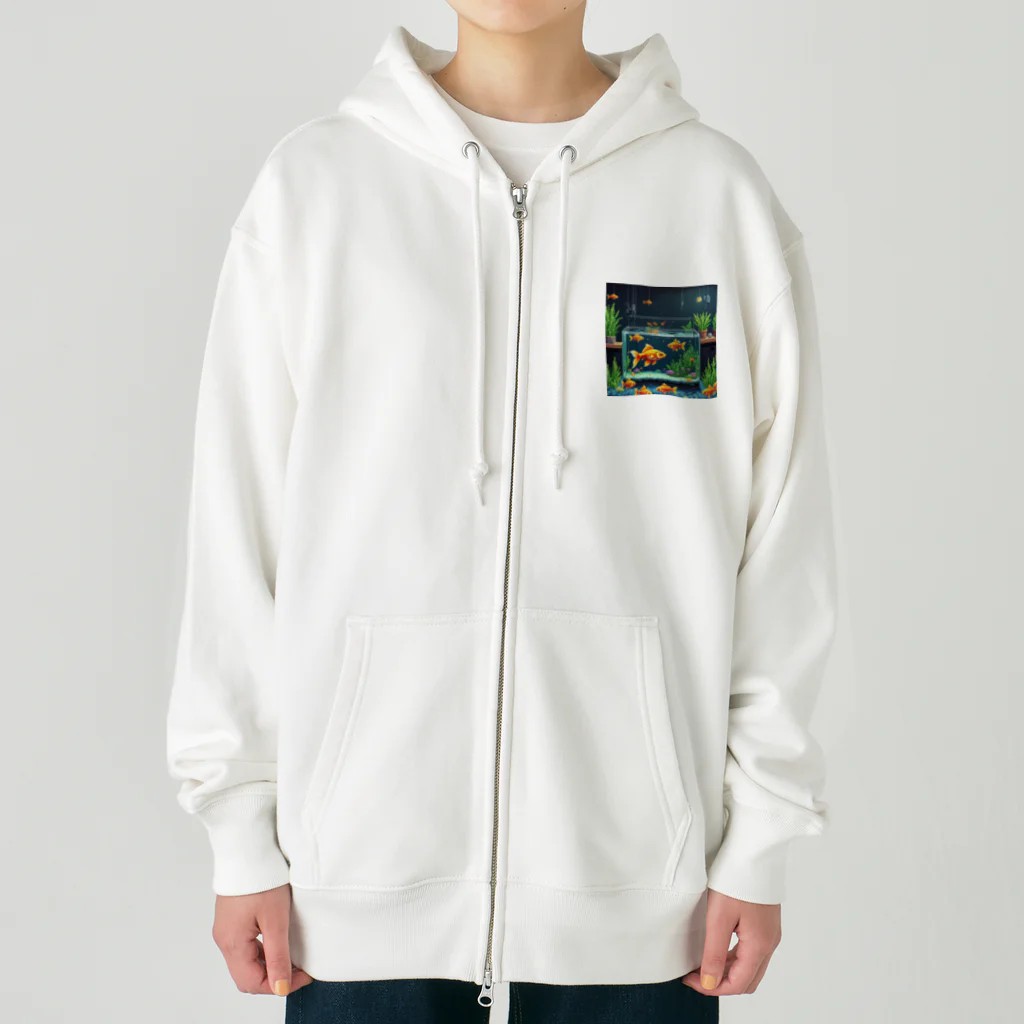 ポップな金魚たちの世界の水中を泳ぐ金魚 Heavyweight Zip Hoodie