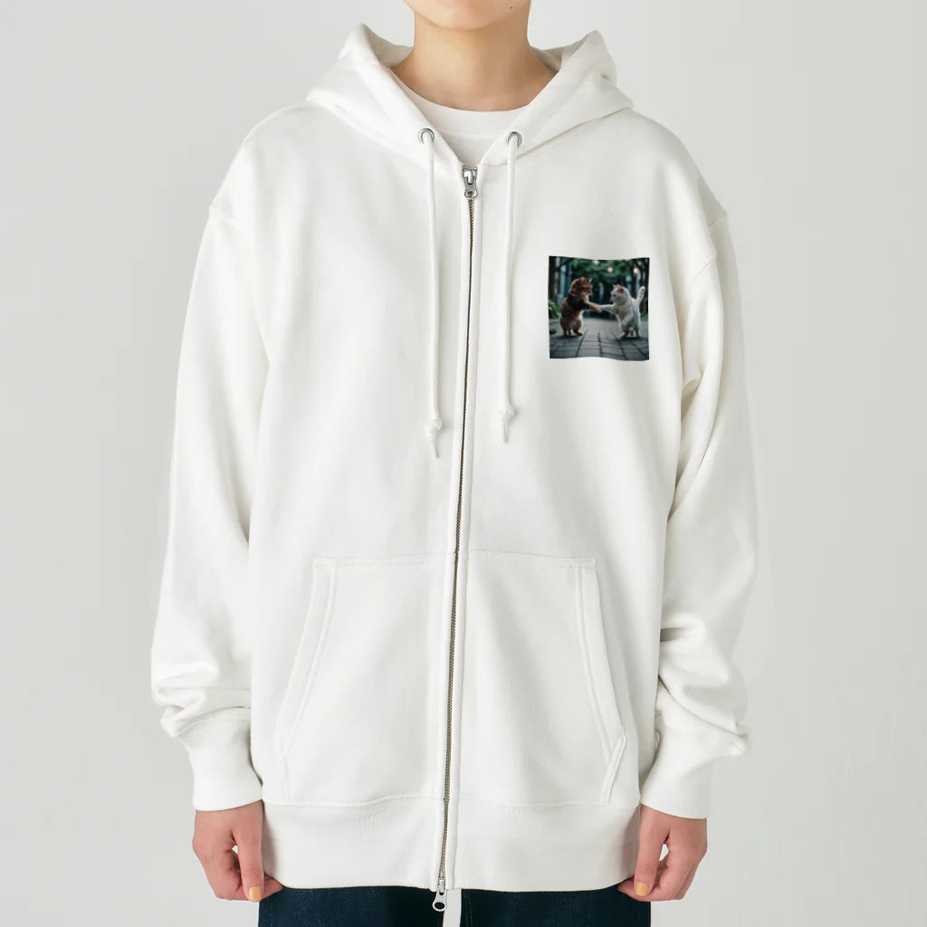 世界に1つだけ　アニメグッズ店　の2匹のキュートな猫 Heavyweight Zip Hoodie