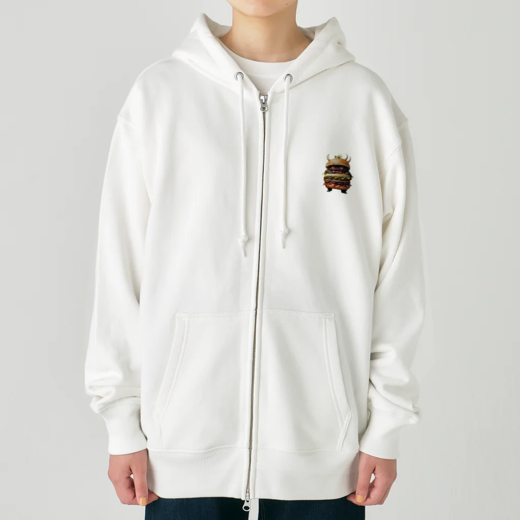 AI妖怪大図鑑のトリプル肉厚ビーフバーガー妖怪　バグドガルド Heavyweight Zip Hoodie