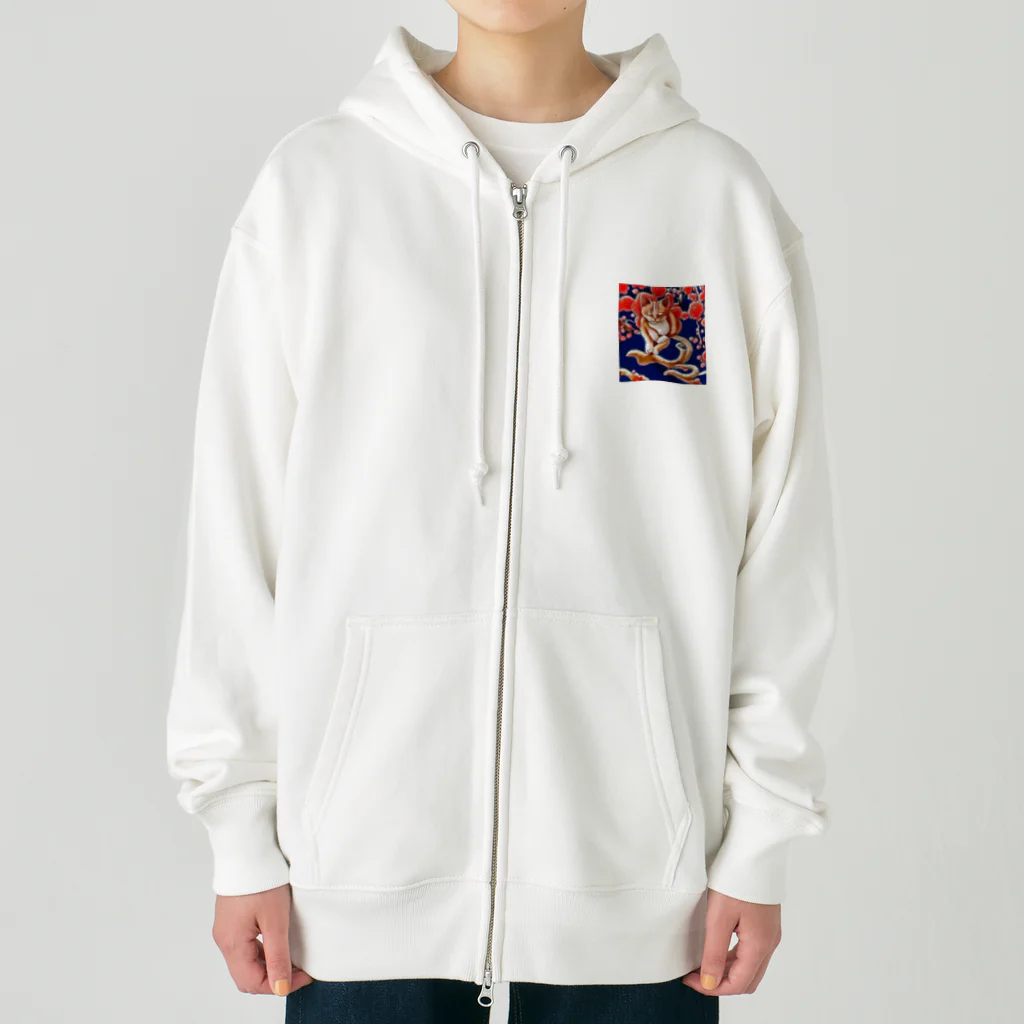 ソルブラインの和風猫｢凡｣ Heavyweight Zip Hoodie